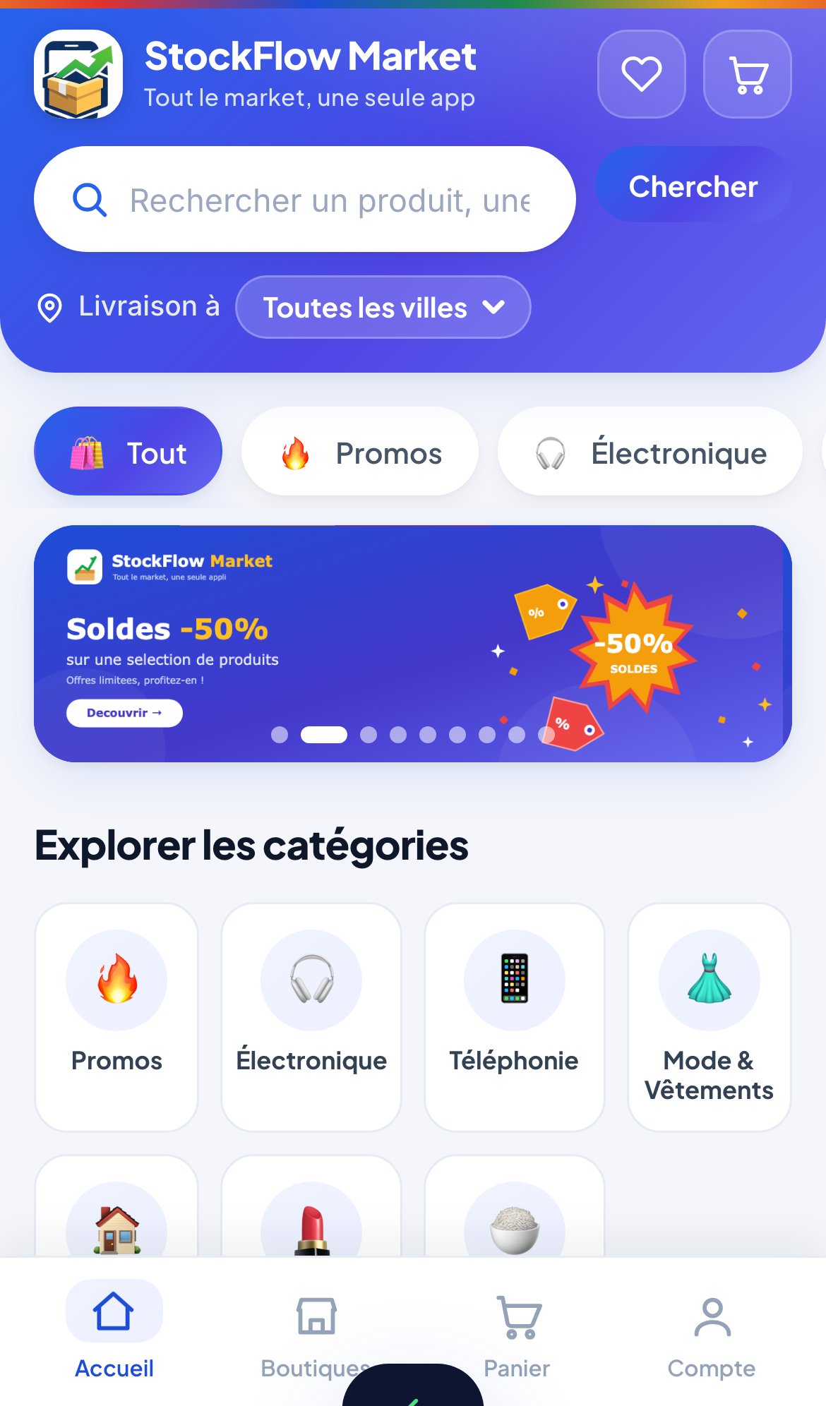StockFlow Market sur iPhone
